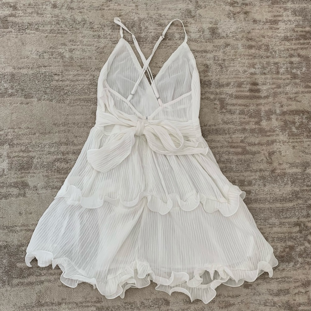 White Ruffle Crepe Dress - Picture 8 of 11